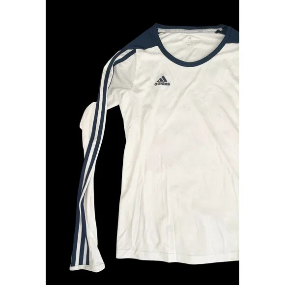 Adidas ClimaCool Long Sleeve Tee Women’s Size S White/Navy NWT Athletic Shirt - Picture 2 of 5